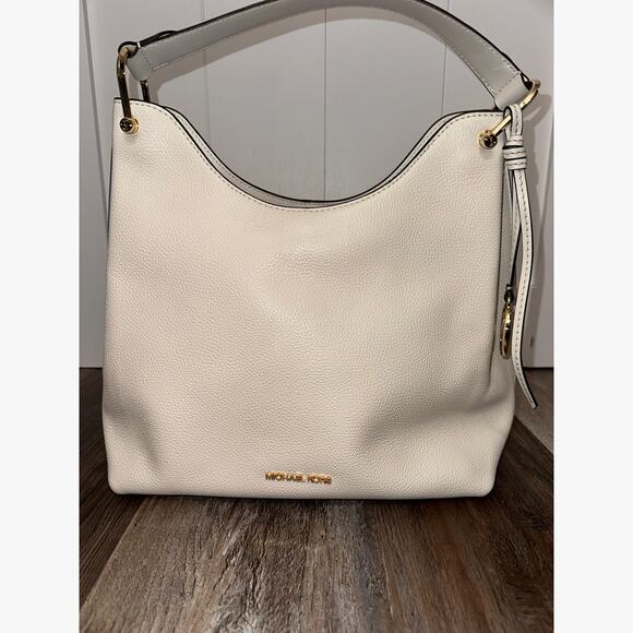 Michael Kors Joan Large Slouchy Leather Shoulder Bag in light cream - Picture 1 of 10